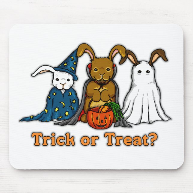Tapis De Souris Tour ou traitement de lapins de Halloween (Devant)
