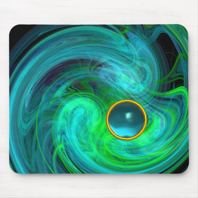 TAPIS DE SOURIS TOURBILLON DE LUMIÈRE BLEU VERT AVEC PIERRE PRÉCIE (Devant)