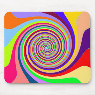 Tapis De Souris Tourbillon psychédélique arc-en-ciel brillant