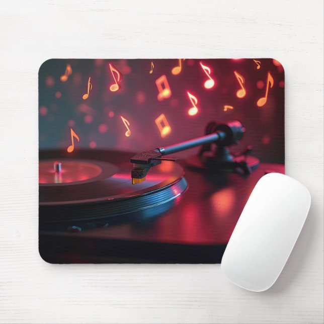 Tapis De Souris Tourne-disque Avec Notes De Danse De Neon (Avec souris)