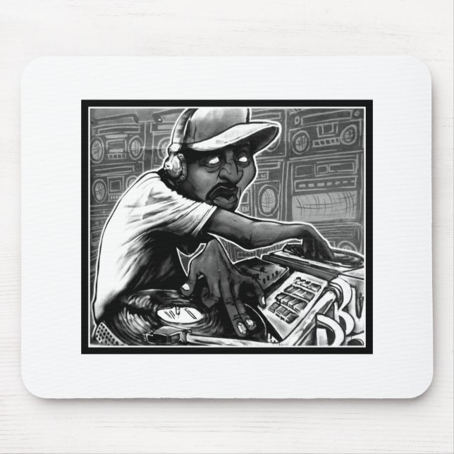 Tapis De Souris Tourne-disque de hip hop de graffiti (Devant)