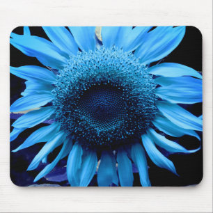 Tapis De Souris Tournesol bleu fleur fleurie rétro