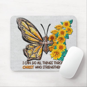 Tapis De Souris Tournesol/Croix/Papillon inspirant