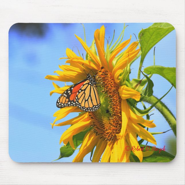 Tapis De Souris Tournesol Kansas avec papillon monarque (Devant)