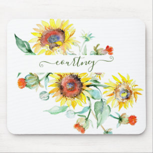 Tapis De Souris Tournesols aquarelle personnalisés   
