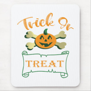 Tapis De Souris Tracer ou traiter les os croisés citrouille Hallow