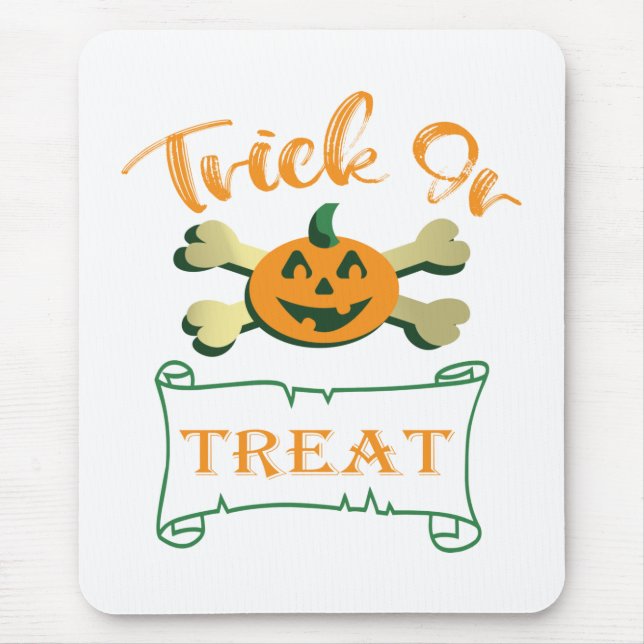 Tapis De Souris Tracer ou traiter les os croisés citrouille Hallow (Devant)