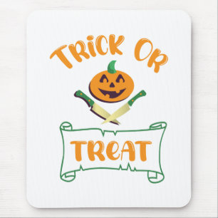 Tapis De Souris Tracer ou traiter les os croisés Halloween visage