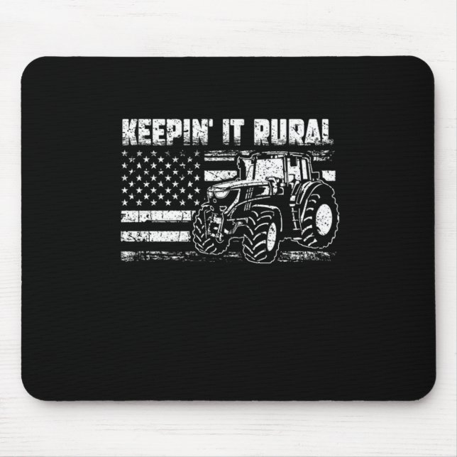 Tapis De Souris Tracteur USA Drapeau Patriotique Agriculture agric (Devant)