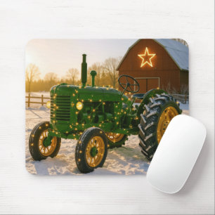 Tapis De Souris Tracteur vert de Noël avec lumières clignotantes