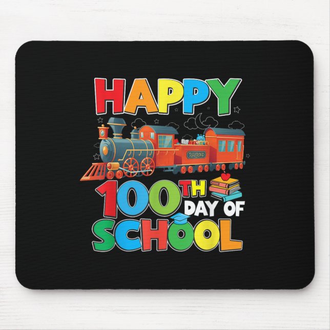 Tapis De Souris Train Chemin De Fer Joyeux 100e Jour D'École Garço (Devant)