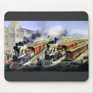 Tapis De Souris Trains américains de machine à vapeur de chemin 