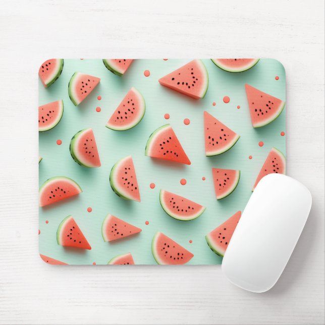 Tapis De Souris Tranches de pastèque sur vert (Avec souris)