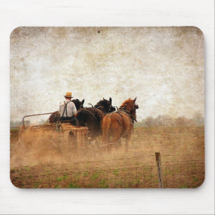 Tapis De Souris Travail sur le terrain à cheval