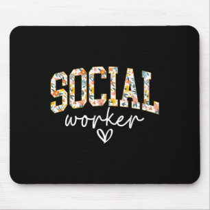 Tapis De Souris Travailleur social floral, Conseiller scolaire, Tr