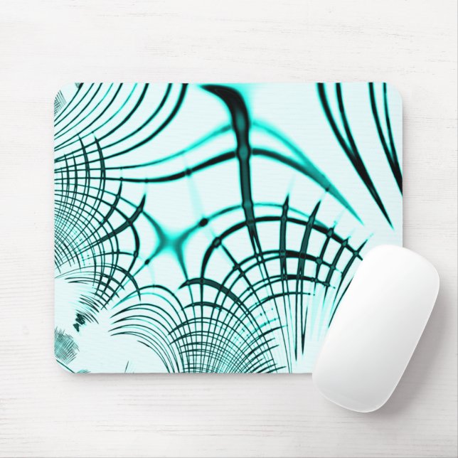 Tapis De Souris Traversée cyan des traces courbées sur arrière - p (Avec souris)