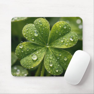 Tapis De Souris Trèfle à quatre feuilles avec gouttes de pluie