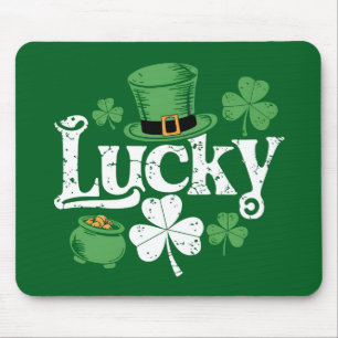 Tapis De Souris Trèfle Chanceux Fête de la Saint-Patrick Trèfle Vi