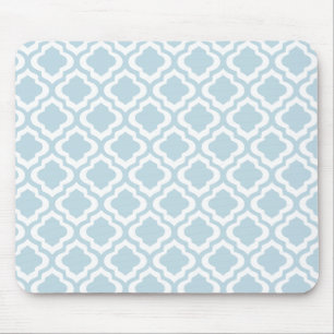 Tapis De Souris Trèfle marocain de Quatrefoil de treillis de bleu