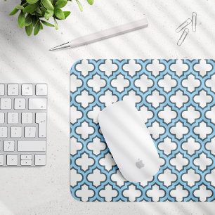 Tapis De Souris Trellis bleu blanc et bébé, treillis, Quatrefoil