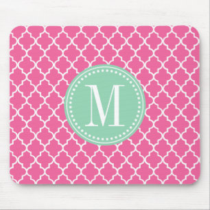 Tapis De Souris Trellis marocain rose Girly de tuiles personnalis