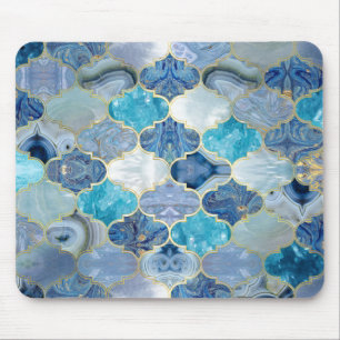 Tapis De Souris Trellis marocain Textures minérales bleues