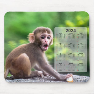 Tapis De Souris Très mignon singe 2024 Calendrier