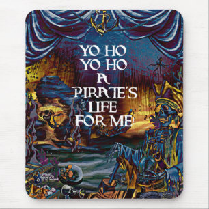 Tapis De Souris Trésor de squelette de pirate sous la mer bande de