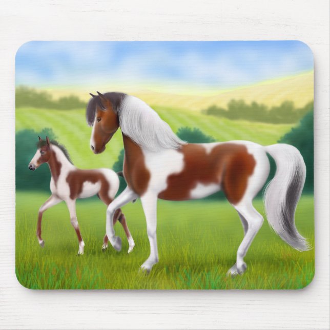 Tapis De Souris Tri jument et poulain Mousepad de peinture (Devant)