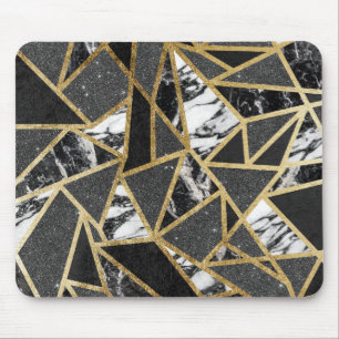 Tapis De Souris Triangle géométrique de Faux d'or de marbre