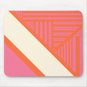 Tapis De Souris Triangle rayures en rose, orange et crème