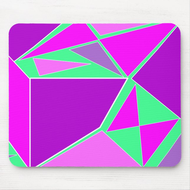 Tapis De Souris triangles Abstraits violet et vert (Devant)