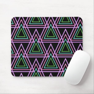 Tapis De Souris Triangles géométriques néon rétro des années 80 de