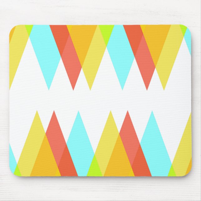 Tapis De Souris Triangles jaunes, rouges et bleus cadets (Devant)