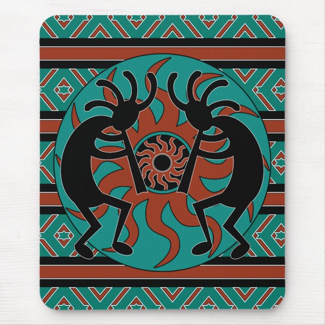 Tapis De Souris Tribal Turquoise Sud-Ouest Sun Kokopelli (Devant)