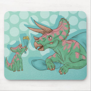 Tapis De Souris Tricératops donnant des fleurs
