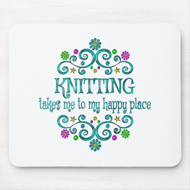 Tapis De Souris Tricot Happy Place (Devant)