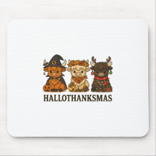 Tapis De Souris Trio de vaches Hallothanksmas Halloween Thanksgivi