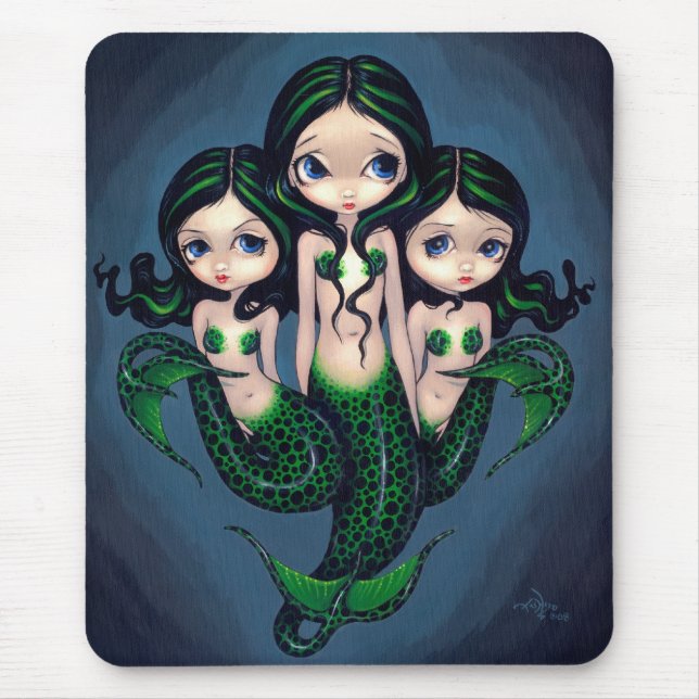 Tapis De Souris "Triplets verts" Mousepad de sirène (Devant)