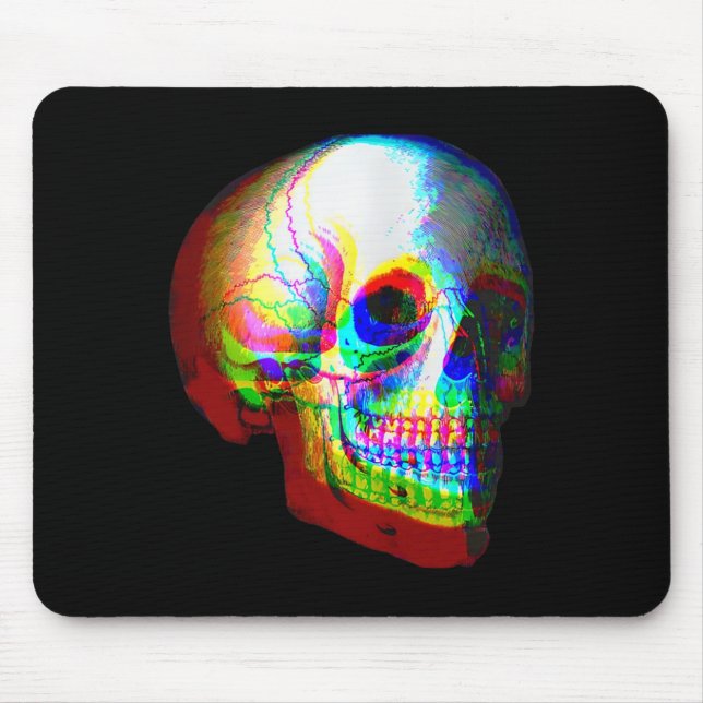 Tapis De Souris Trippé crâne Vaporwave Halloween Techno Rave Edm (Devant)