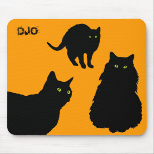 Tapis De Souris Trois chats noirs et oranges