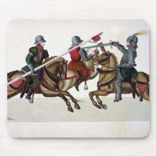 Tapis De Souris Trois chevaliers à un tournoi, plat 'd'un Histo