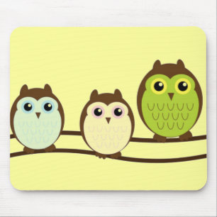 Tapis De Souris Trois Chouettes colorées