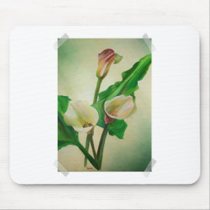 Tapis De Souris Trois Lys Calla Étonnant Botanique Acrylique