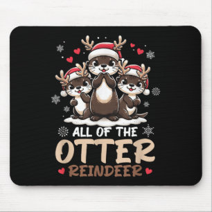 Tapis De Souris Trois Otter Reindeer Santa Hat Deer Joyeux Christm