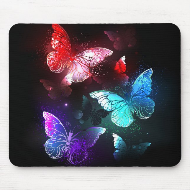 Tapis De Souris Trois papillons brillants sur l'arrière - plan de  (Devant)