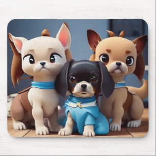 Tapis De Souris Trois petits chiots contemporains jettent