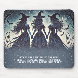 Tapis De Souris Trois sorcières la nuit Halloween étoilé