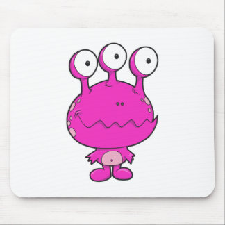 Tapis De Souris trois yeux joyeux monstre rose chaud