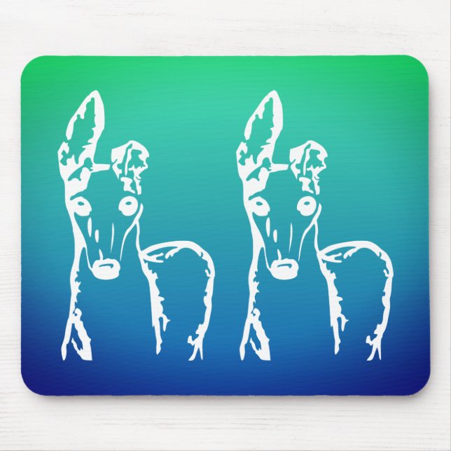 Tapis De Souris Trop mignon blanc italien Greyhounds Souris (Devant)